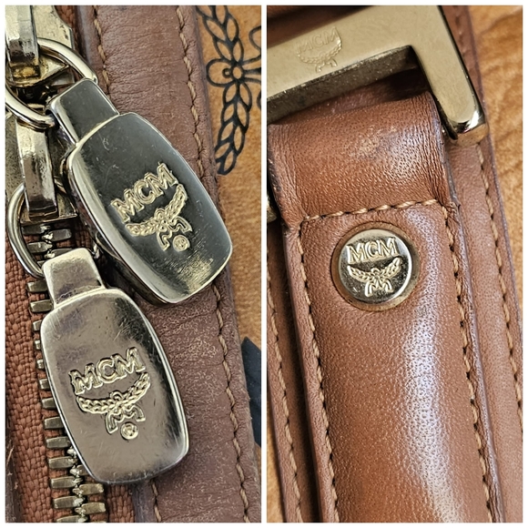 MCM Visetos Boston Bag Cognac With MCM Charm - Picture 7 of 12